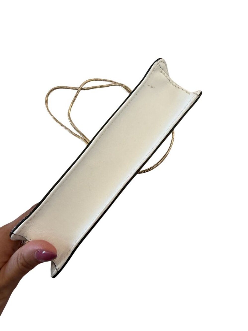 MILLY Hologram White Leather Studded Chain Crossbody Bag - Picture 2 of 11
